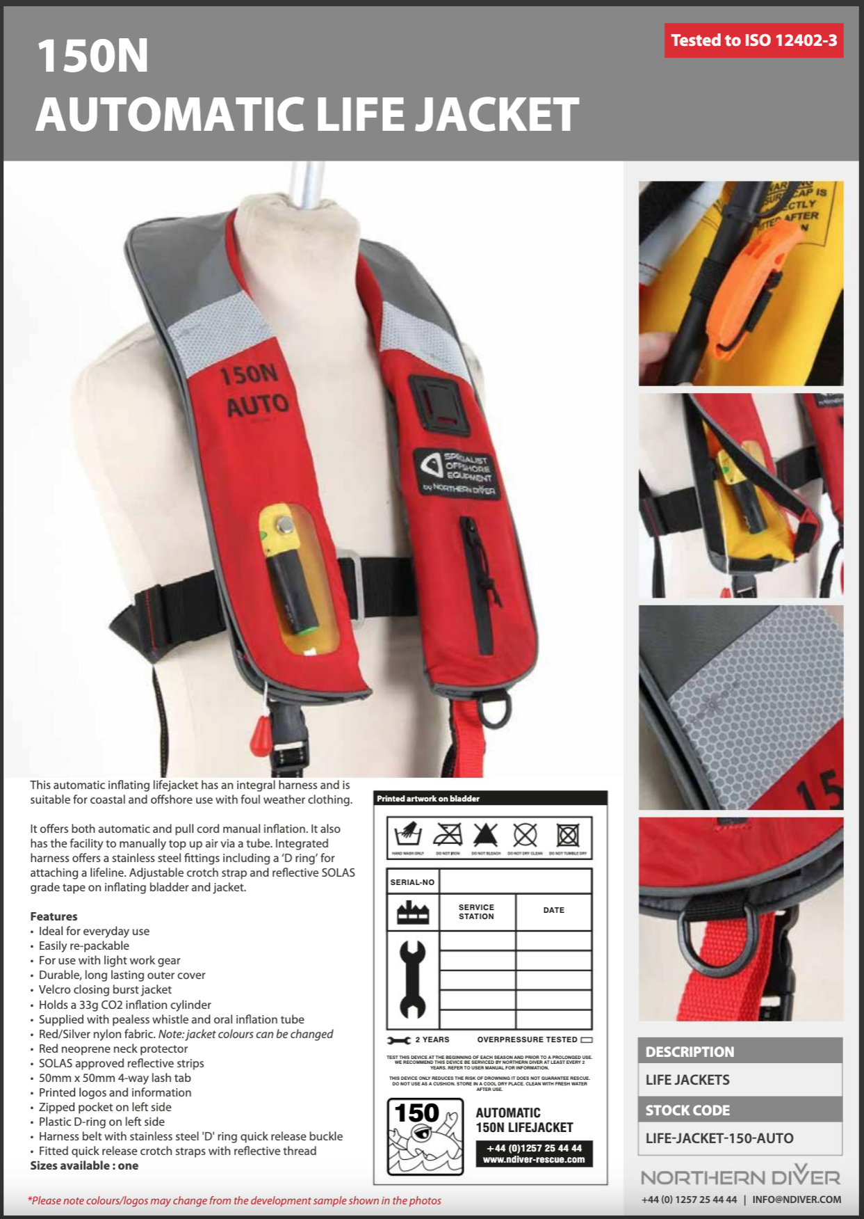 150N Automatic Life Jacket Datasheet