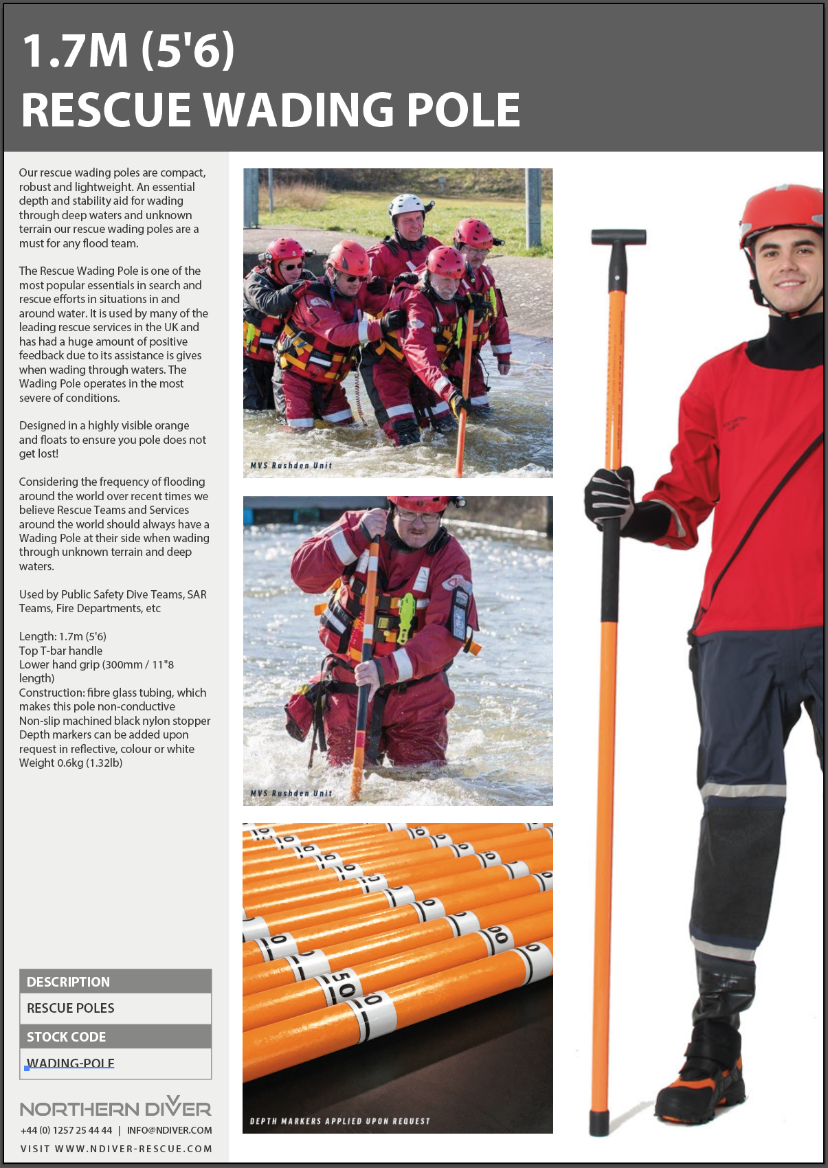 Rescue Wading Pole Data Sheet