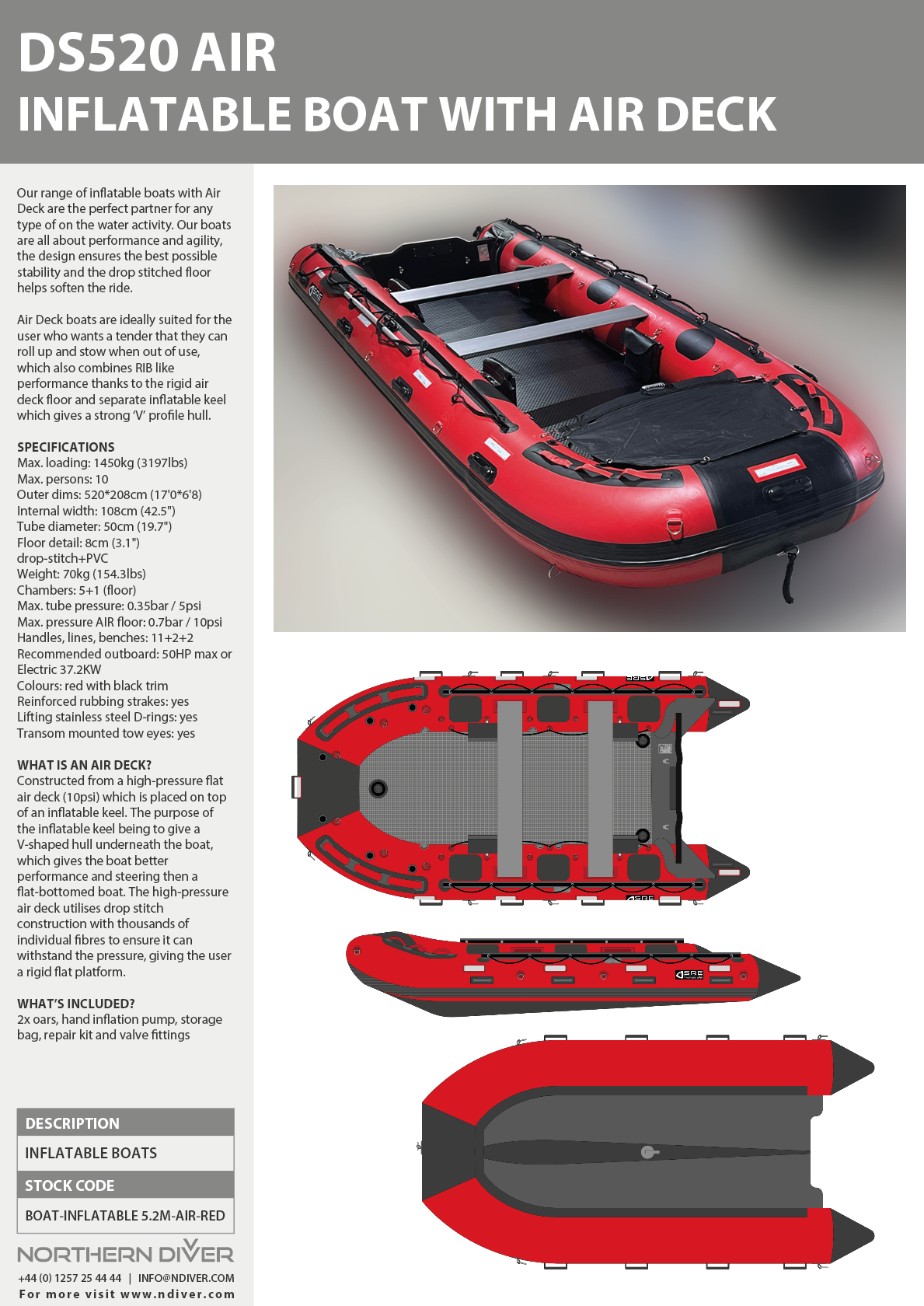 DS520 Air Deck Boat Data Sheet