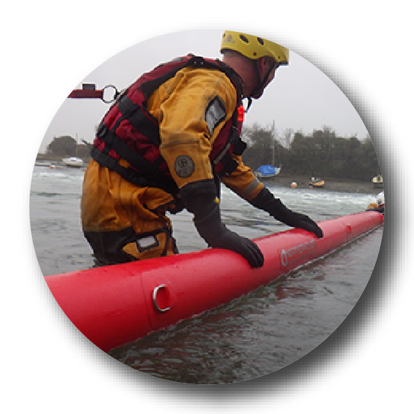 Inflatable rescue tube in use