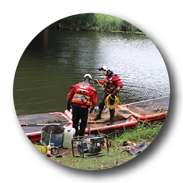 Inflatable rescue walkways in use 