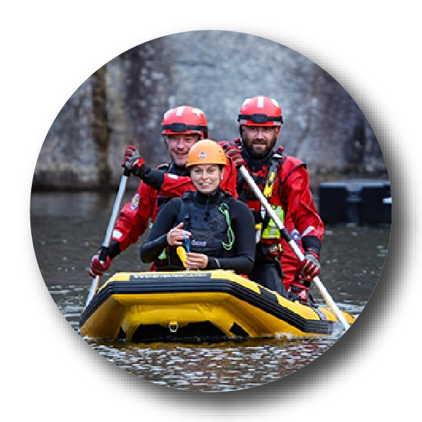 A rescue sled in action on the water 